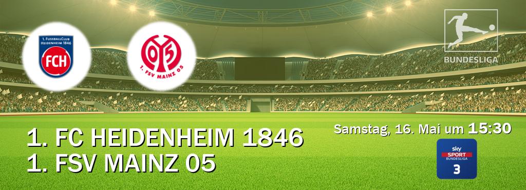 Das Spiel zwischen 1. FC Heidenheim 1846 und 1. FSV Mainz 05 wird am Samstag, 16. Mai um  15:30, live vom Sky Bundesliga 3 übertragen.