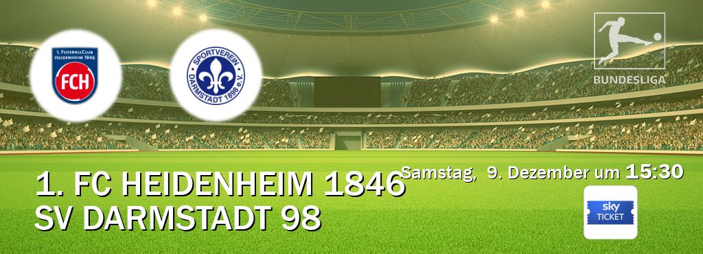Das Spiel zwischen 1. FC Heidenheim 1846 und SV Darmstadt 98 wird am Samstag,  9. Dezember um  15:30, live vom Sky Ticket übertragen.
