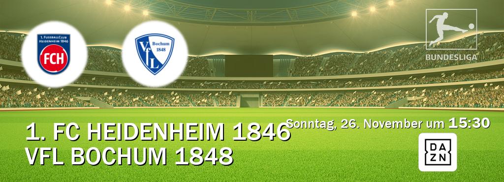Das Spiel zwischen 1. FC Heidenheim 1846 und VfL Bochum 1848 wird am Sonntag, 26. November um  15:30, live vom DAZN übertragen.