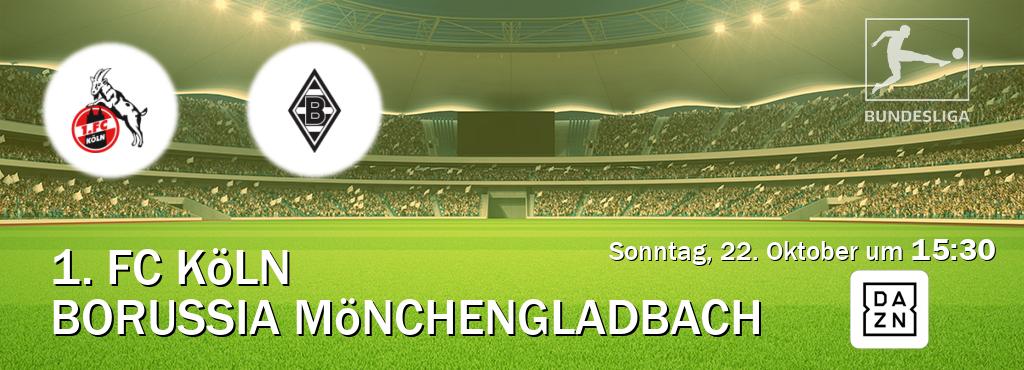 Das Spiel zwischen 1. FC Köln und Borussia Mönchengladbach wird am Sonntag, 22. Oktober um  15:30, live vom DAZN übertragen.