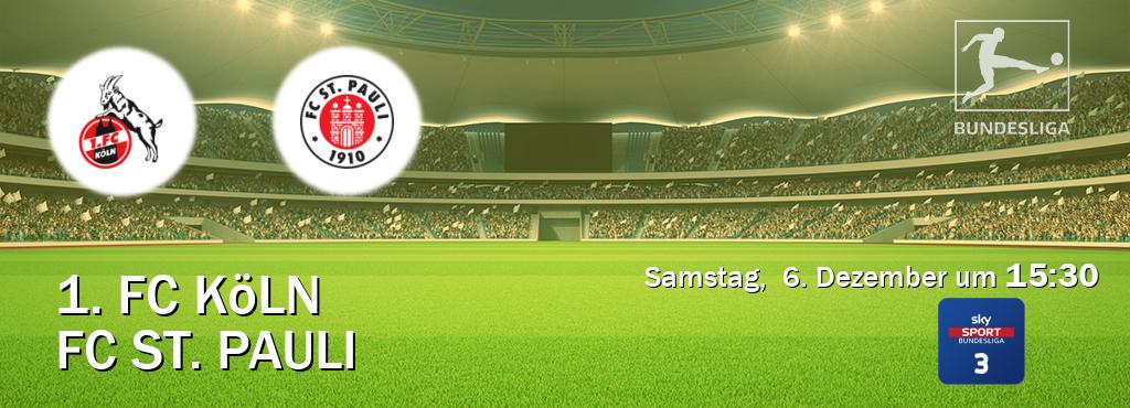 Das Spiel zwischen 1. FC Köln und FC St. Pauli wird am Samstag,  6. Dezember um  15:30, live vom Sky Bundesliga 3 übertragen.