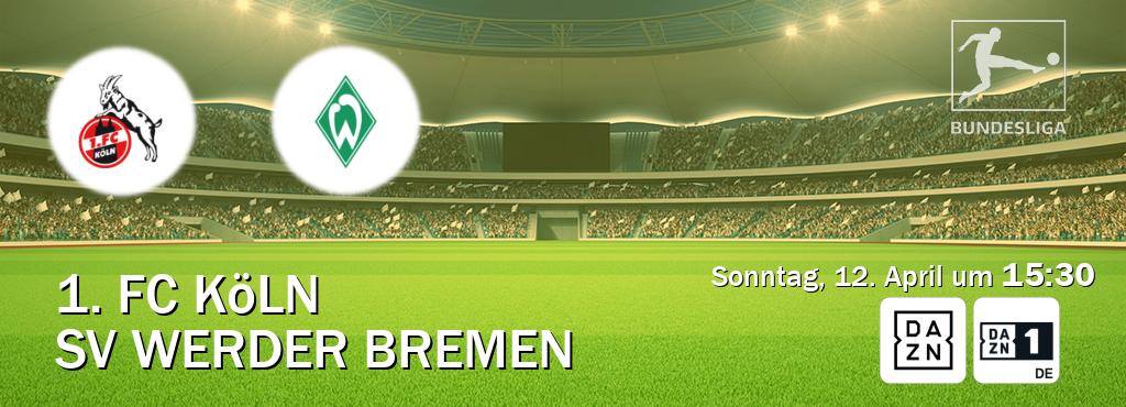 Das Spiel zwischen 1. FC Köln und SV Werder Bremen wird am Sonntag, 12. April um  15:30, live vom DAZN und DAZN 1 Deutschland übertragen.