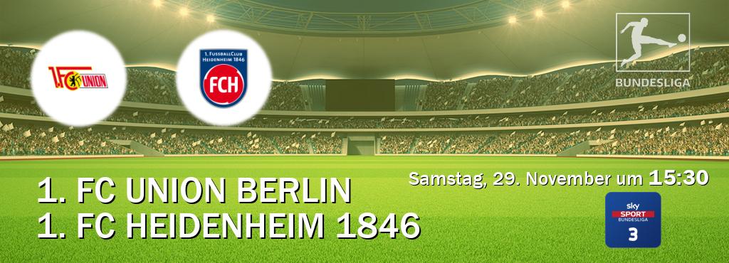 Das Spiel zwischen 1. FC Union Berlin und 1. FC Heidenheim 1846 wird am Samstag, 29. November um 15:30, live vom Sky Bundesliga 3 übertragen. Das Spiel zwischen 1. FC Union Berlin und 1. FC Heidenheim 1846 wird am Samstag, 29. November um 15:30, live vom Sky Bundesliga 3 übertragen.