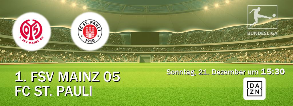 Das Spiel zwischen 1. FSV Mainz 05 und FC St. Pauli wird am Sonntag, 21. Dezember um  15:30, live vom DAZN übertragen.