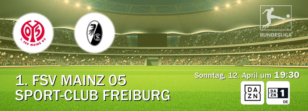 Das Spiel zwischen 1. FSV Mainz 05 und Sport-Club Freiburg wird am Sonntag, 12. April um  19:30, live vom DAZN und DAZN 1 Deutschland übertragen.