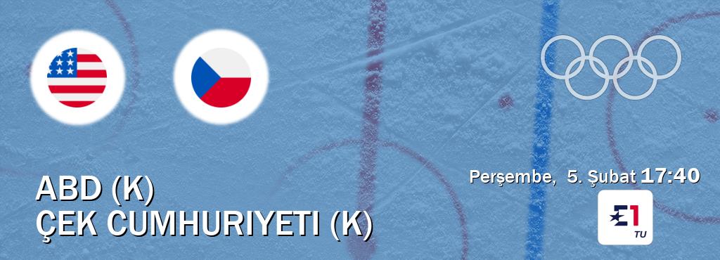 Karşılaşma ABD (K) - Çek Cumhuriyeti (K) Eurosport'den canlı yayınlanacak (Perşembe,  5. Şubat  17:40).