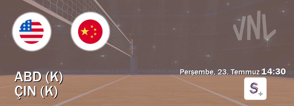 Karşılaşma ABD (K) - Çin (K) S Sport +'den canlı yayınlanacak (Perşembe, 23. Temmuz 14:30). Karşılaşma ABD (K) - Çin (K) S Sport +'den canlı yayınlanacak (Perşembe, 23. Temmuz 14:30).