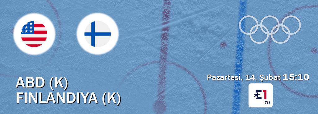 Karşılaşma ABD (K) - Finlandiya (K) Eurosport ve Eurosport 3'den canlı yayınlanacak (Pazartesi, 14. Şubat  15:10).