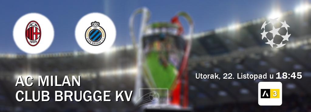 Izravni prijenos utakmice AC Milan i Club Brugge KV pratite uživo na Arena Sport 3 (Utorak, 22. Listopad u  18:45).