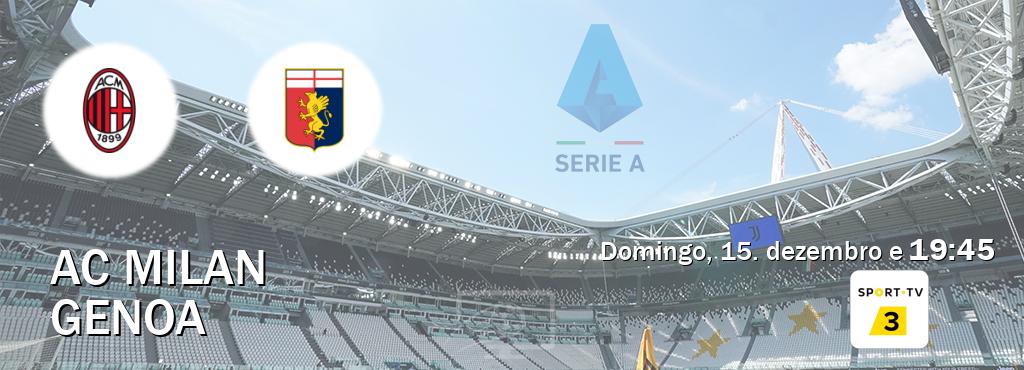 Jogo entre AC Milan e Genoa tem emissão Sport TV 3 (domingo, 15. dezembro e  19:45).