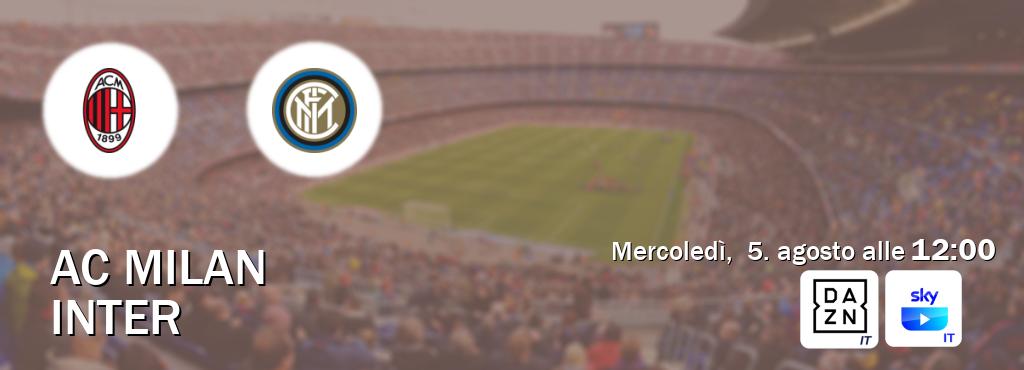 Il match AC Milan - Inter sarà trasmesso in diretta TV su DAZN Italia e SKY Go Italia (ore 12:00)