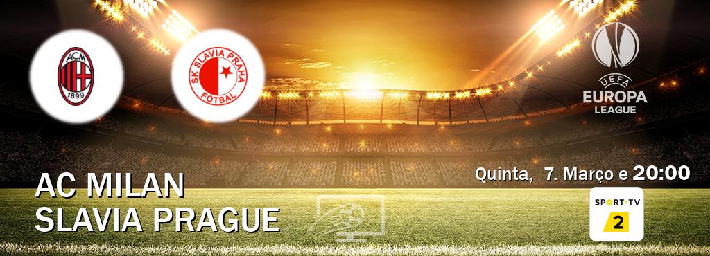 Jogo entre AC Milan e Slavia Prague tem emissão Sport TV 2 (Quinta,  7. Março e  20:00).