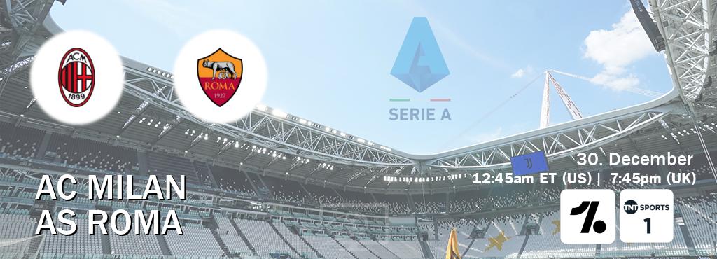 You can watch game live between AC Milan and AS Roma on OneFootball and TNT Sports 1(UK).