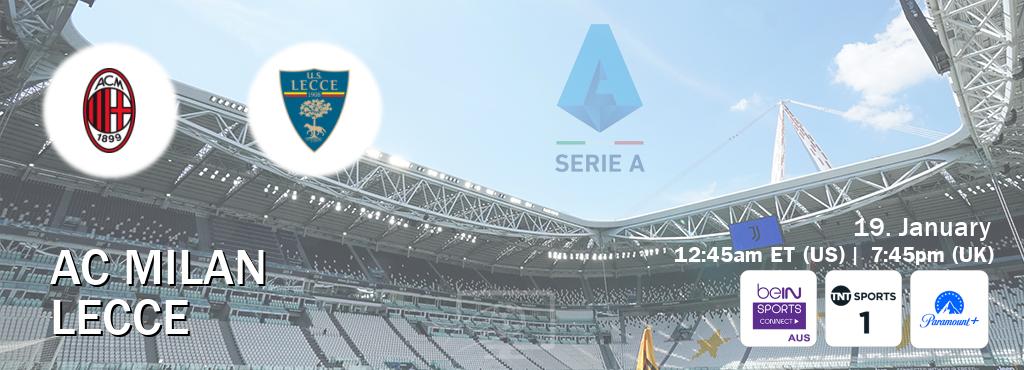 You can watch game live between AC Milan and Lecce on beIN Sports Connect(AU), TNT Sports 1(UK), Paramount+(US). You can watch game live between AC Milan and Lecce on beIN Sports Connect(AU), TNT Sports 1(UK), Paramount+(US).
