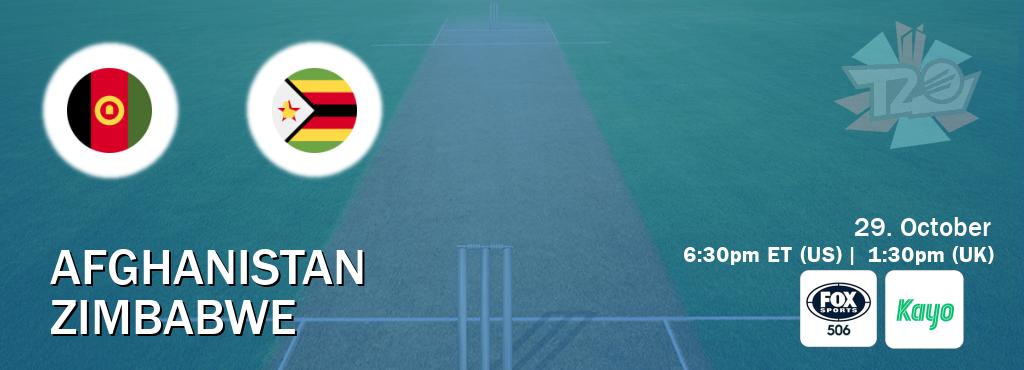 You can watch game live between Afghanistan and Zimbabwe on Fox Sports 506(AU) and Kayo Sports(AU).