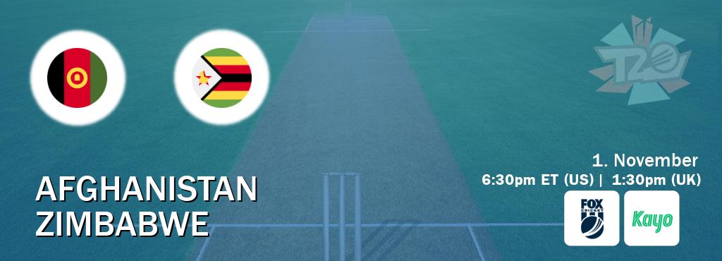 You can watch game live between Afghanistan and Zimbabwe on Fox Cricket(AU) and Kayo Sports(AU).