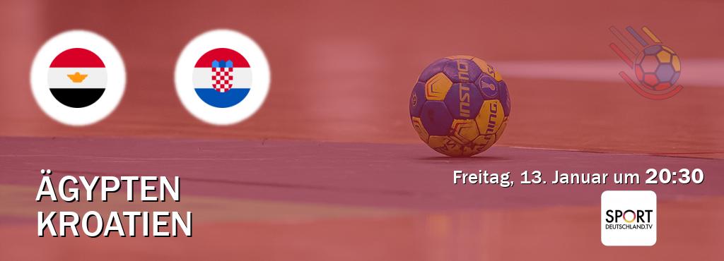 Das Spiel zwischen Ägypten und Kroatien wird am Freitag, 13. Januar um  20:30, live vom Sportdeutschland.TV übertragen.