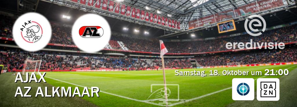 Das Spiel zwischen Ajax und AZ Alkmaar wird am Samstag, 18. Oktober um 21:00, live vom Sportdigital FUSSBALL und DAZN übertragen. Das Spiel zwischen Ajax und AZ Alkmaar wird am Samstag, 18. Oktober um 21:00, live vom Sportdigital FUSSBALL und DAZN übertragen.