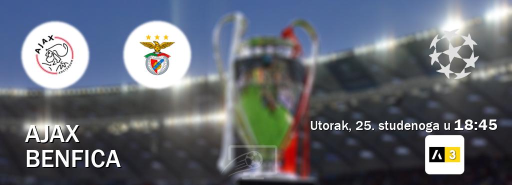 Izravni prijenos utakmice Ajax i Benfica pratite uživo na Arena Sport 3 (utorak, 25. studenoga u 18:45). Izravni prijenos utakmice Ajax i Benfica pratite uživo na Arena Sport 3 (utorak, 25. studenoga u 18:45).