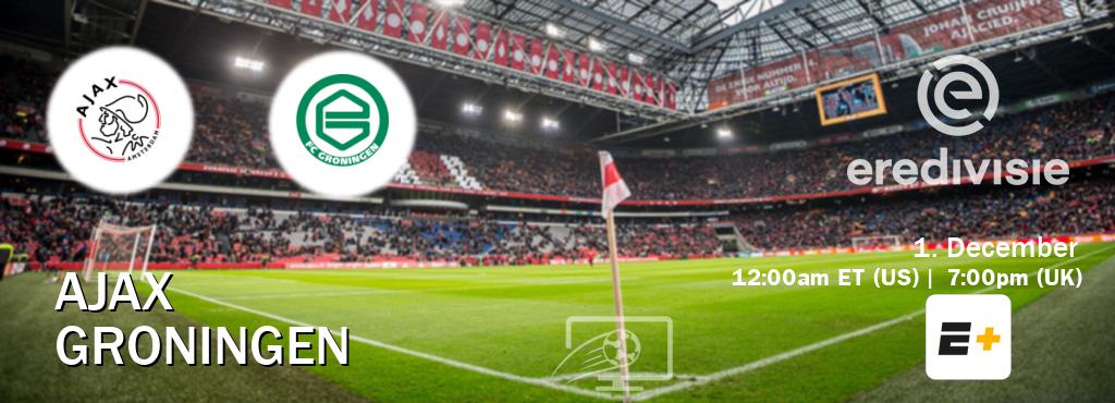 You can watch game live between Ajax and Groningen on ESPN+(US). You can watch game live between Ajax and Groningen on ESPN+(US).