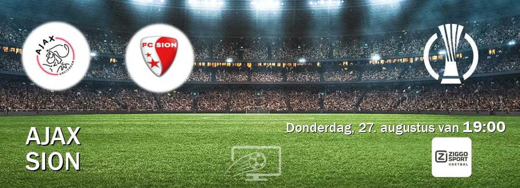 Wedstrijd tussen Ajax en Sion live op tv bij Ziggo Sport (donderdag, 27. augustus van  19:00).