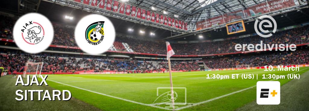 You can watch game live between Ajax and Sittard on ESPN+(US).