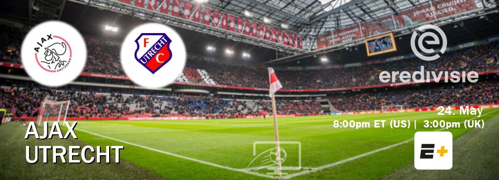 You can watch game live between Ajax and Utrecht on ESPN+(US). You can watch game live between Ajax and Utrecht on ESPN+(US).