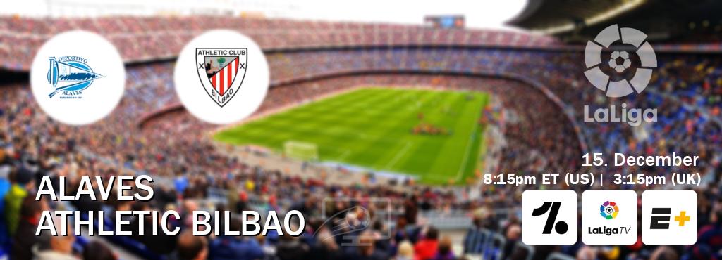 You can watch game live between Alaves and Athletic Bilbao on OneFootball, LaLiga TV(UK), ESPN+(US).