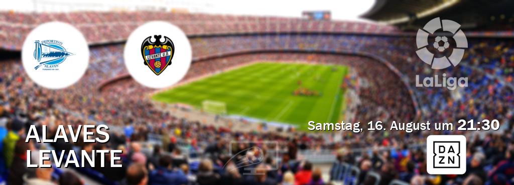Das Spiel zwischen Alaves und Levante wird am Samstag, 16. August um 21:30, live vom DAZN übertragen. Das Spiel zwischen Alaves und Levante wird am Samstag, 16. August um 21:30, live vom DAZN übertragen.