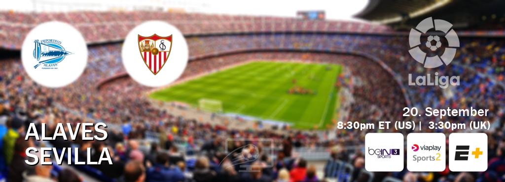 You can watch game live between Alaves and Sevilla on beIN SPORTS 3(AU), Viaplay Sports 2(UK), ESPN+(US). You can watch game live between Alaves and Sevilla on beIN SPORTS 3(AU), Viaplay Sports 2(UK), ESPN+(US).