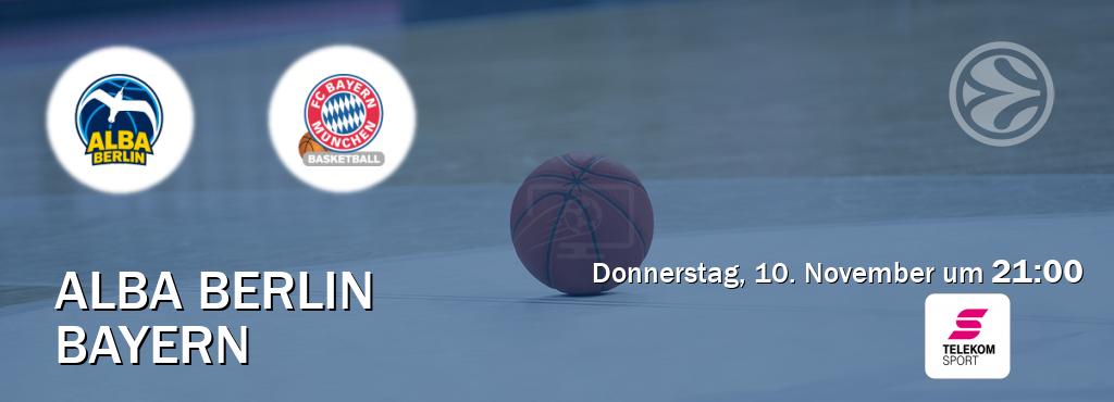 Das Spiel zwischen Alba Berlin und Bayern wird am Donnerstag, 10. November um  21:00, live vom Magenta Sport übertragen.