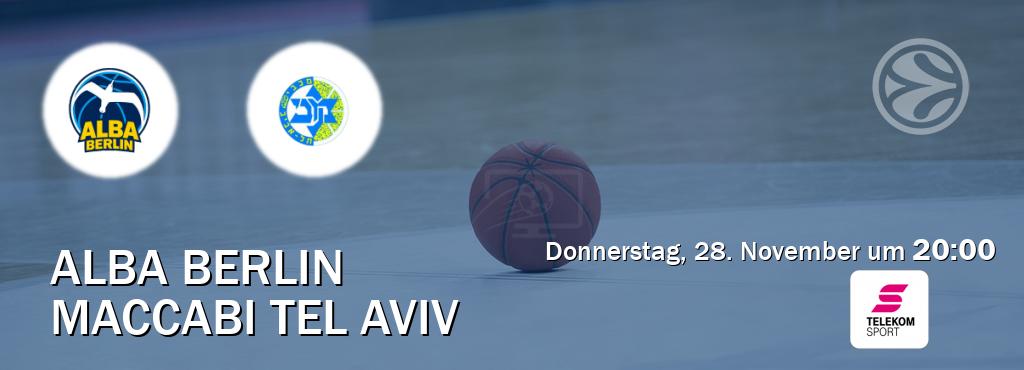 Das Spiel zwischen Alba Berlin und Maccabi Tel Aviv wird am Donnerstag, 28. November um  20:00, live vom Magenta Sport übertragen.