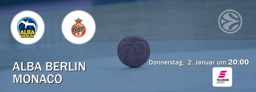 Das Spiel zwischen Alba Berlin und Monaco wird am Donnerstag,  2. Januar um  20:00, live vom Magenta Sport übertragen.