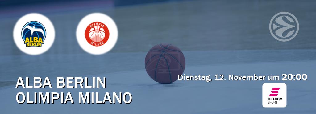 Das Spiel zwischen Alba Berlin und Olimpia Milano wird am Dienstag, 12. November um  20:00, live vom Magenta Sport übertragen.