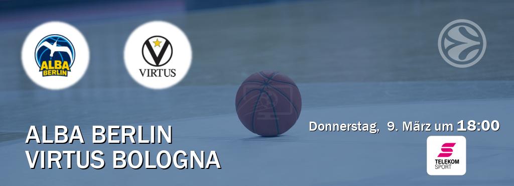 Das Spiel zwischen Alba Berlin und Virtus Bologna wird am Donnerstag,  9. März um  18:00, live vom Magenta Sport übertragen.