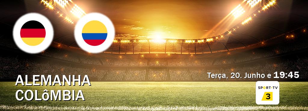 Jogo entre Alemanha e Colômbia tem emissão Sport TV 3 (Terça, 20. Junho e  19:45).