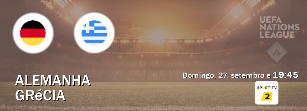 Jogo entre Alemanha e Grécia tem emissão Sport TV 2 (domingo, 27. setembro e 19:45). Jogo entre Alemanha e Grécia tem emissão Sport TV 2 (domingo, 27. setembro e 19:45).