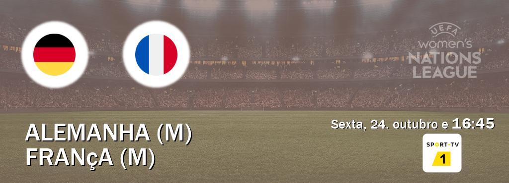 Jogo entre Alemanha (M) e França (M) tem emissão Sport TV 1 (sexta, 24. outubro e  16:45).