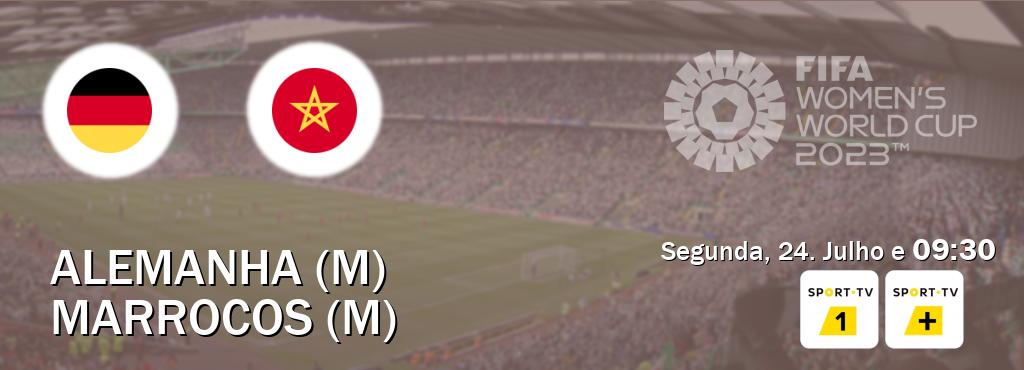 Jogo entre Alemanha (M) e Marrocos (M) tem emissão Sport TV 1, Sport TV + (Segunda, 24. Julho e  09:30).