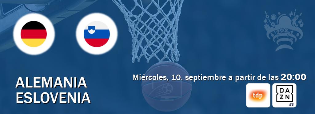 El partido entre Alemania y Eslovenia será retransmitido por Teledeporte y DAZN España (miércoles, 10. septiembre a partir de las 20:00). El partido entre Alemania y Eslovenia será retransmitido por Teledeporte y DAZN España (miércoles, 10. septiembre a partir de las 20:00).