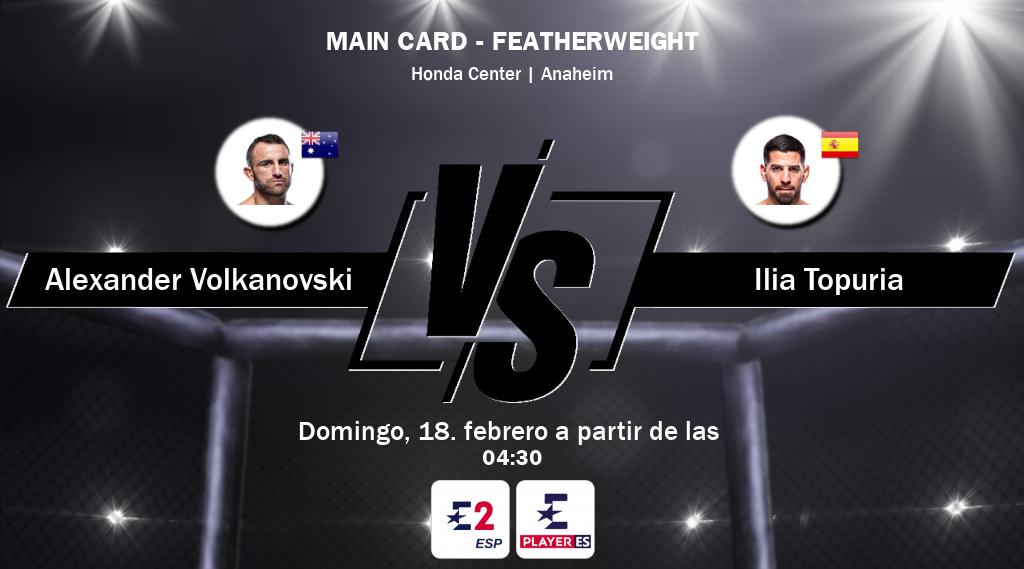 Alexander Volkanovski vs Ilia Topuria se podrá ver en vivo por Eurosport 2 y Eurosport Player ES.