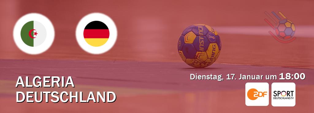 Das Spiel zwischen Algeria und Deutschland wird am Dienstag, 17. Januar um  18:00, live vom ZDF und Sportdeutschland.TV übertragen.