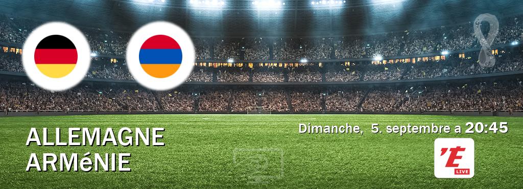 Match entre Allemagne et Arménie en direct à la L'Equipe Live (dimanche,  5. septembre a  20:45).