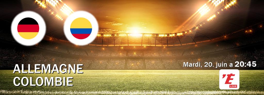 Match entre Allemagne et Colombie en direct à la L'Equipe Live (mardi, 20. juin a  20:45).