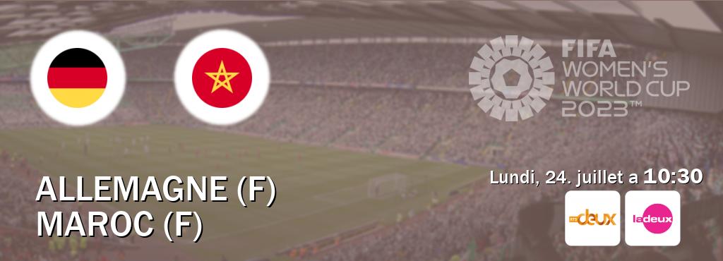 Match entre Allemagne (F) et Maroc (F) en direct à la RTS Deux et Tipik (lundi, 24. juillet a  10:30).