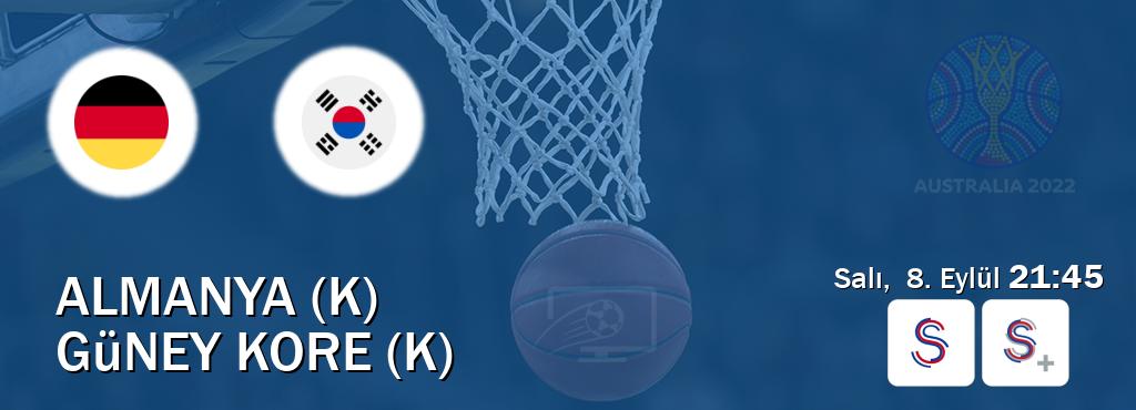 Karşılaşma Almanya (K) - Güney Kore (K) S Sport ve S Sport +'den canlı yayınlanacak (Salı, 8. Eylül 21:45). Karşılaşma Almanya (K) - Güney Kore (K) S Sport ve S Sport +'den canlı yayınlanacak (Salı, 8. Eylül 21:45).