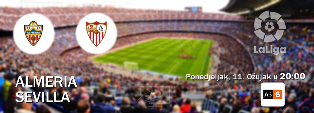 Izravni prijenos utakmice Almeria i Sevilla pratite uživo na Arena Sport 6 (Ponedjeljak, 11. Ožujak u  20:00).
