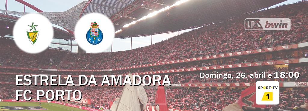 Jogo entre Estrela da Amadora e FC Porto tem emissão Sport TV 1 (domingo, 26. abril e  18:00).
