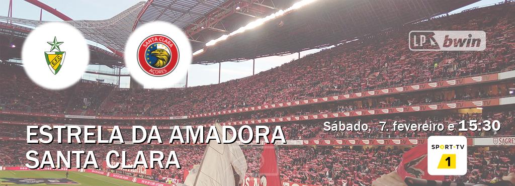 Jogo entre Estrela da Amadora e Santa Clara tem emissão Sport TV 1 (sábado,  7. fevereiro e  15:30).