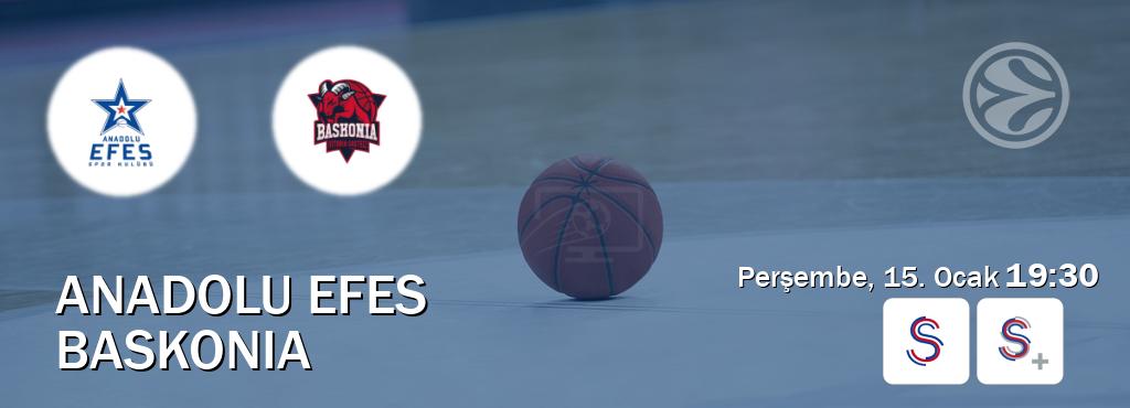 Karşılaşma Anadolu Efes - Baskonia S Sport ve S Sport +'den canlı yayınlanacak (Perşembe, 15. Ocak  19:30).